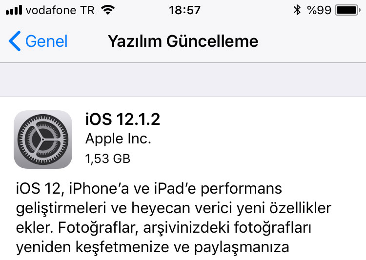 iOS 12.1.2 Yayınlandı